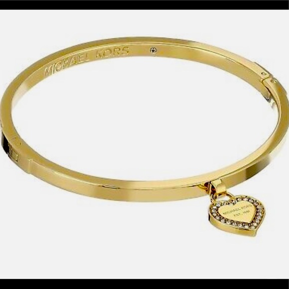 Michael Kors Gold Logo Pave Crystal Heart Bangle Bracelet- Authentic NWT - Picture 6 of 6